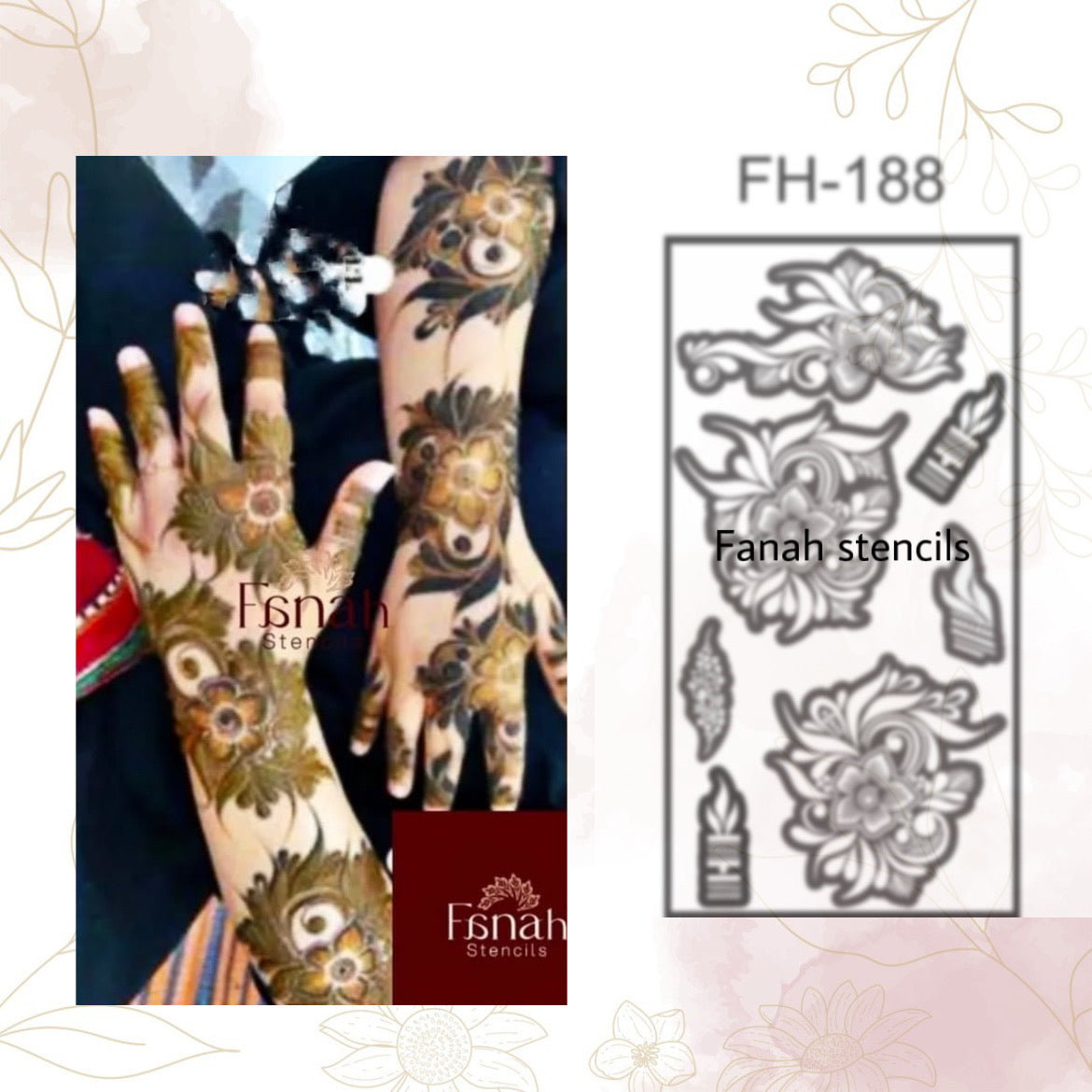 Fanah henna stencil Fh-188 (Single hand)